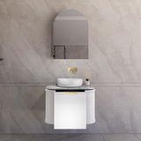 600-1500mm Houston Matt White/Black Plywood Curved Wall Hung Vanity With Variant Color Handle