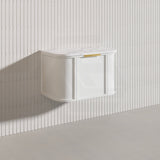 750mm Houston Matt White/Black Plywood Curved Wall Hung Vanity With Variant Color Handle