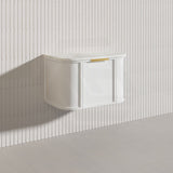 750mm Houston Matt White/Black Plywood Curved Wall Hung Vanity With Variant Color Handle