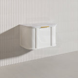 750mm Houston Matt White/Black Plywood Curved Wall Hung Vanity With Variant Color Handle