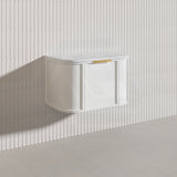 750mm Houston Matt White/Black Plywood Curved Wall Hung Vanity With Variant Color Handle