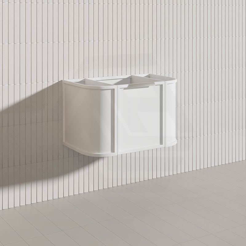750mm Houston Matt White/Black Plywood Curved Wall Hung Vanity With Variant Color Handle