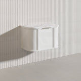 750mm Houston Matt White/Black Plywood Curved Wall Hung Vanity With Variant Color Handle