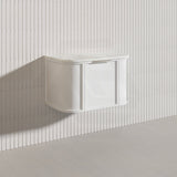 750mm Houston Matt White/Black Plywood Curved Wall Hung Vanity With Variant Color Handle