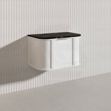 750mm Houston Matt White/Black Plywood Curved Wall Hung Vanity With Variant Color Handle