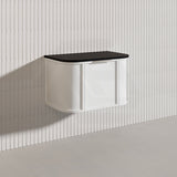 750mm Houston Matt White/Black Plywood Curved Wall Hung Vanity With Variant Color Handle