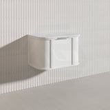 750mm Houston Matt White/Black Plywood Curved Wall Hung Vanity With Variant Color Handle