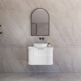 600-1500mm Houston Matt White/Black Plywood Curved Wall Hung Vanity With Variant Color Handle