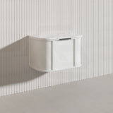 750mm Houston Matt White/Black Plywood Curved Wall Hung Vanity With Variant Color Handle