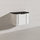 750mm Houston Matt White/Black Plywood Curved Wall Hung Vanity With Variant Color Handle