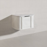 750mm Houston Matt White/Black Plywood Curved Wall Hung Vanity With Variant Color Handle