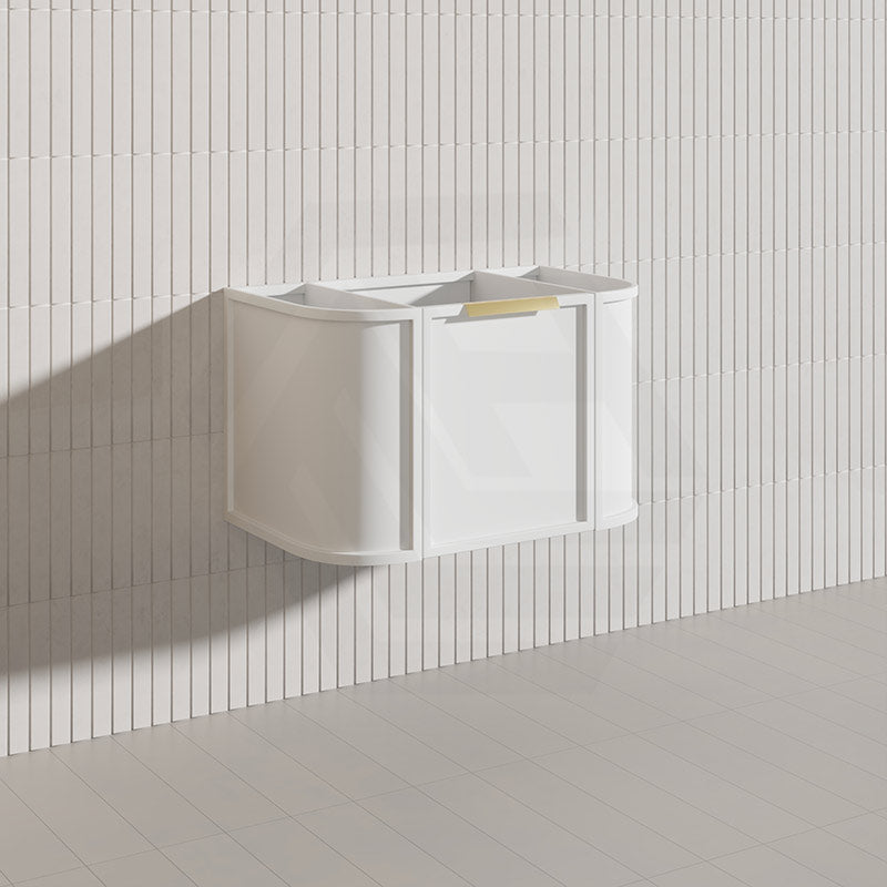 750mm Houston Matt White/Black Plywood Curved Wall Hung Vanity With Variant Color Handle