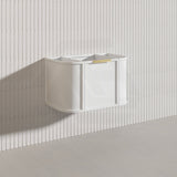 750mm Houston Matt White/Black Plywood Curved Wall Hung Vanity With Variant Color Handle