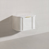 750mm Houston Matt White/Black Plywood Curved Wall Hung Vanity With Variant Color Handle
