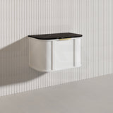 750mm Houston Matt White/Black Plywood Curved Wall Hung Vanity With Variant Color Handle