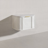 750mm Houston Matt White/Black Plywood Curved Wall Hung Vanity With Variant Color Handle