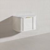 750mm Houston Matt White/Black Plywood Curved Wall Hung Vanity With Variant Color Handle