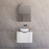 600-1500mm Houston Matt White/Black Plywood Curved Wall Hung Vanity With Variant Color Handle