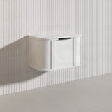 750mm Houston Matt White/Black Plywood Curved Wall Hung Vanity With Variant Color Handle