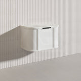 750mm Houston Matt White/Black Plywood Curved Wall Hung Vanity With Variant Color Handle