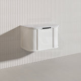 750mm Houston Matt White/Black Plywood Curved Wall Hung Vanity With Variant Color Handle