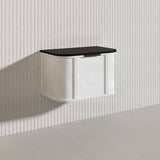 750mm Houston Matt White/Black Plywood Curved Wall Hung Vanity With Variant Color Handle