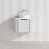 600-1500mm Houston Matt White/Black Plywood Curved Wall Hung Vanity With Variant Color Handle