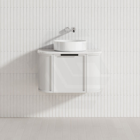 600-1500mm Houston Matt White/Black Plywood Curved Wall Hung Vanity With Variant Color Handle