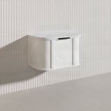 750mm Houston Matt White/Black Plywood Curved Wall Hung Vanity With Variant Color Handle