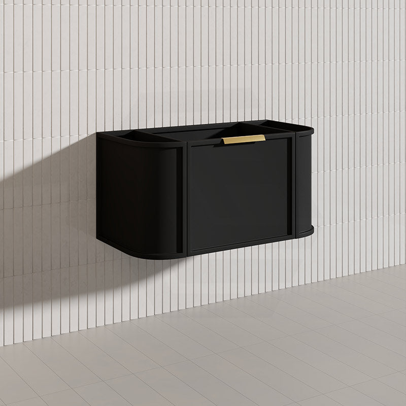 900mm Houston Matt White/Black Plywood Curved Wall Hung Vanity With Variant Color Handle