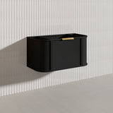 900mm Houston Matt White/Black Plywood Curved Wall Hung Vanity With Variant Color Handle