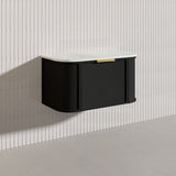 900mm Houston Matt White/Black Plywood Curved Wall Hung Vanity With Variant Color Handle