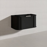 900mm Houston Matt White/Black Plywood Curved Wall Hung Vanity With Variant Color Handle