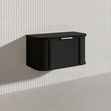 900mm Houston Matt White/Black Plywood Curved Wall Hung Vanity With Variant Color Handle