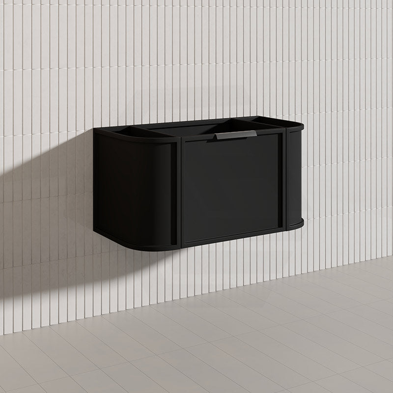 900mm Houston Matt White/Black Plywood Curved Wall Hung Vanity With Variant Color Handle