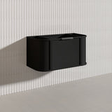 900mm Houston Matt White/Black Plywood Curved Wall Hung Vanity With Variant Color Handle