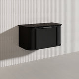 900mm Houston Matt White/Black Plywood Curved Wall Hung Vanity With Variant Color Handle