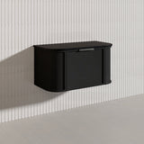 900mm Houston Matt White/Black Plywood Curved Wall Hung Vanity With Variant Color Handle
