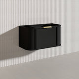 900mm Houston Matt White/Black Plywood Curved Wall Hung Vanity With Variant Color Handle