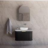 600-1500mm Houston Matt White/Black Plywood Curved Wall Hung Vanity With Variant Color Handle