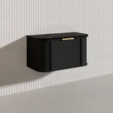 900mm Houston Matt White/Black Plywood Curved Wall Hung Vanity With Variant Color Handle