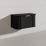 900mm Houston Matt White/Black Plywood Curved Wall Hung Vanity With Variant Color Handle