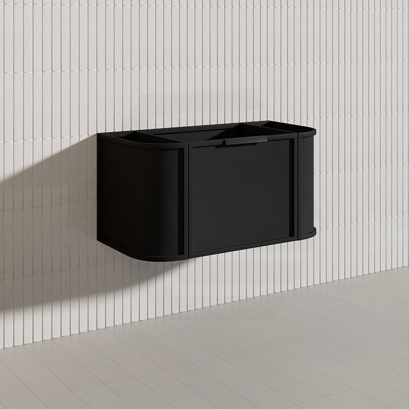 900mm Houston Matt White/Black Plywood Curved Wall Hung Vanity With Variant Color Handle