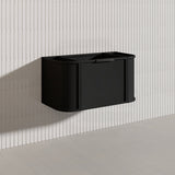 900mm Houston Matt White/Black Plywood Curved Wall Hung Vanity With Variant Color Handle