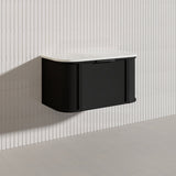 900mm Houston Matt White/Black Plywood Curved Wall Hung Vanity With Variant Color Handle