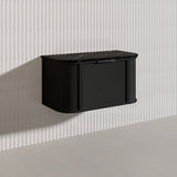 900mm Houston Matt White/Black Plywood Curved Wall Hung Vanity With Variant Color Handle