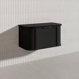 900mm Houston Matt White/Black Plywood Curved Wall Hung Vanity With Variant Color Handle