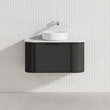 600-1500mm Houston Matt White/Black Plywood Curved Wall Hung Vanity With Variant Color Handle