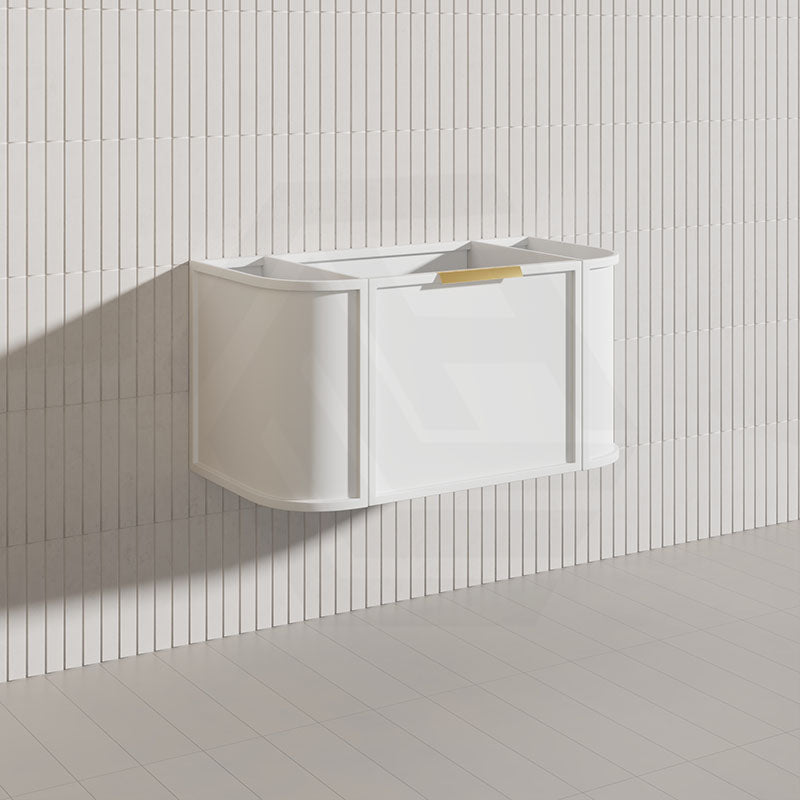 900mm Houston Matt White/Black Plywood Curved Wall Hung Vanity With Variant Color Handle
