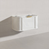 900mm Houston Matt White/Black Plywood Curved Wall Hung Vanity With Variant Color Handle